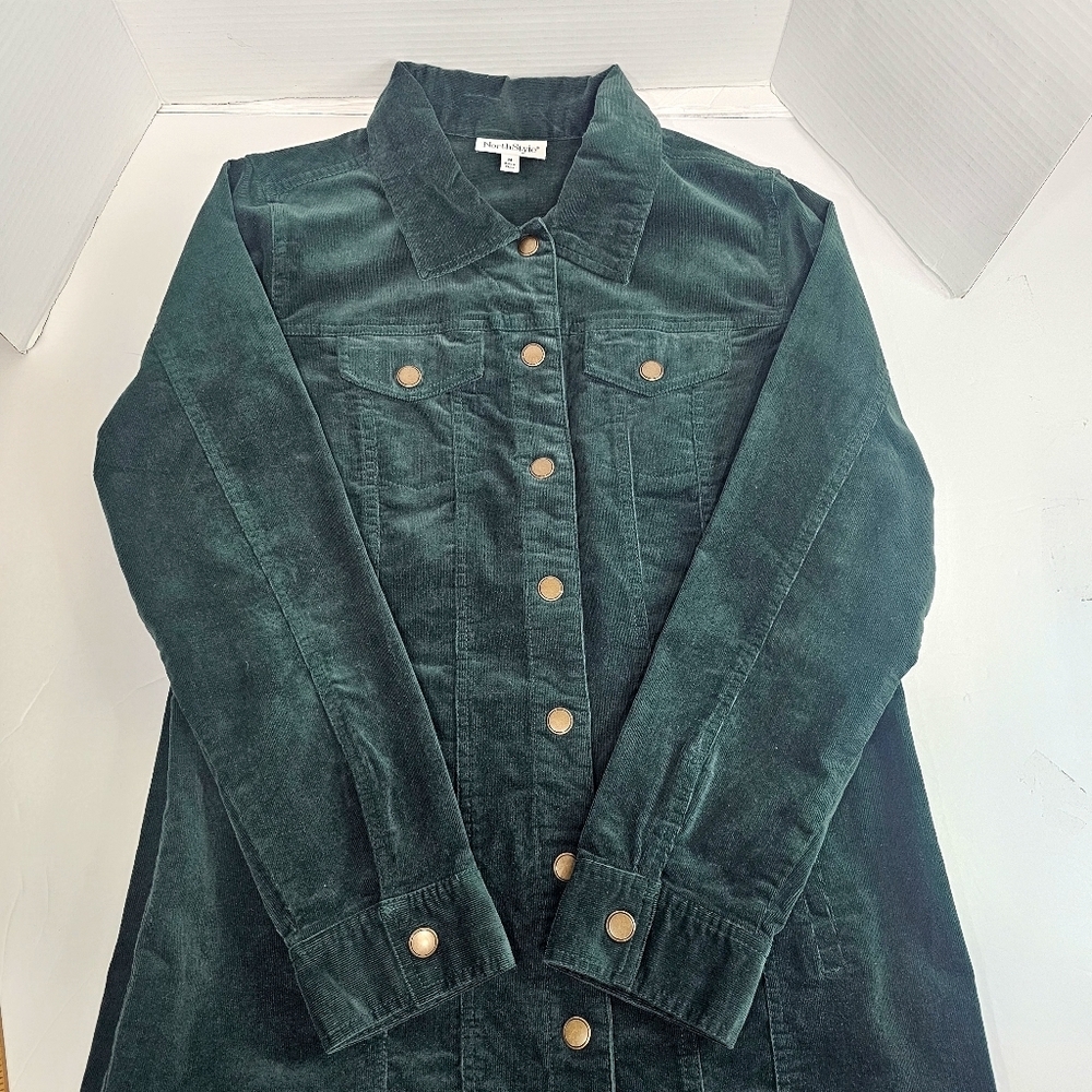 NorthStyle Women's Deep Green Denim Jacket - Picture 2 of 11